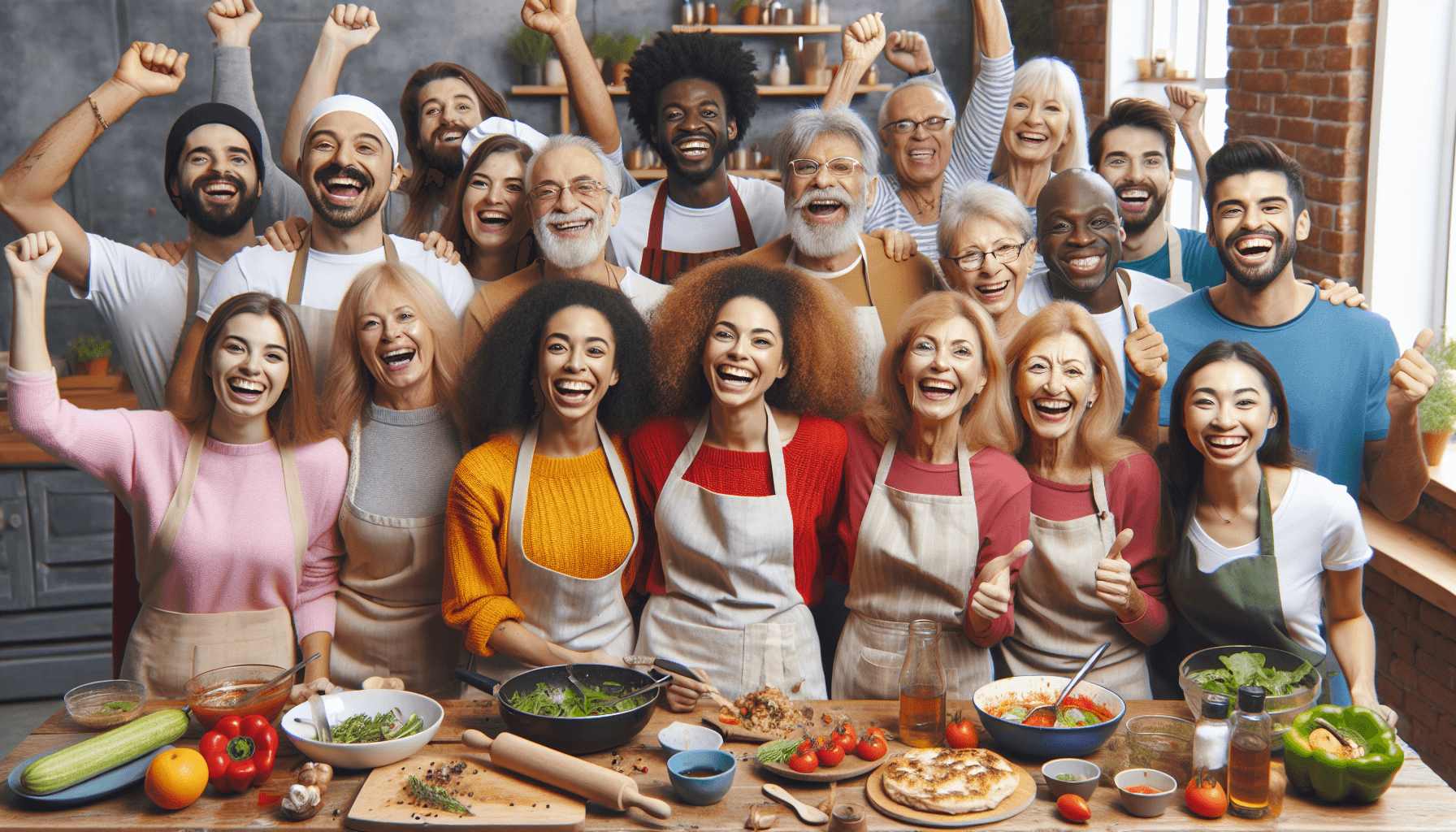 Happy cooking participants